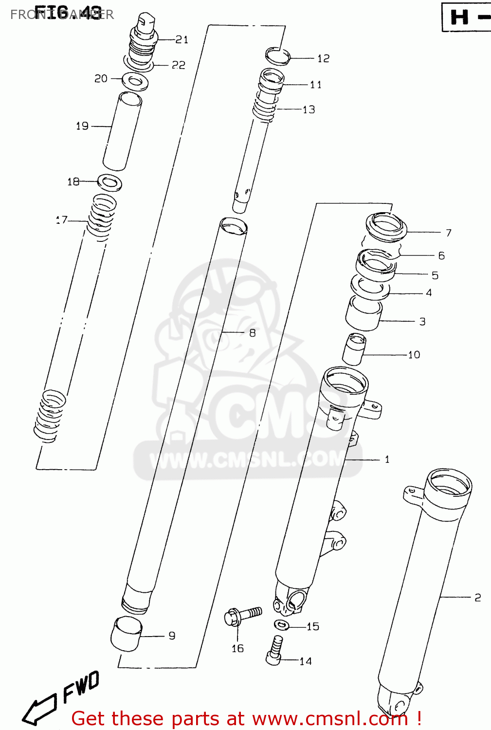 FRONT DAMPER GS500E 1998 (W) (E02 E04 E18 E22 E24 E25 E34 E37)