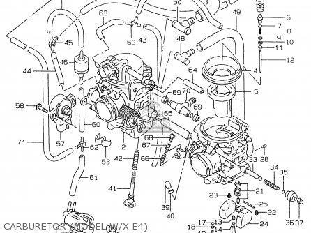 CARBURETOR (MODEL W/X E4) - GS500E 1998 (W) (E02 E04 E18 E22 E24 E25 E34 E37)