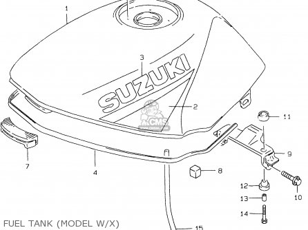 FUEL TANK (MODEL W/X) - GS500E 1998 (W) (E02 E04 E18 E22 E24 E25 E34 E37)