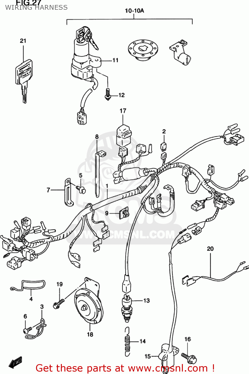 Suzuki GS500E 1998 (W) USA CANADA (E03) (E28) WIRING HARNESS - buy ...