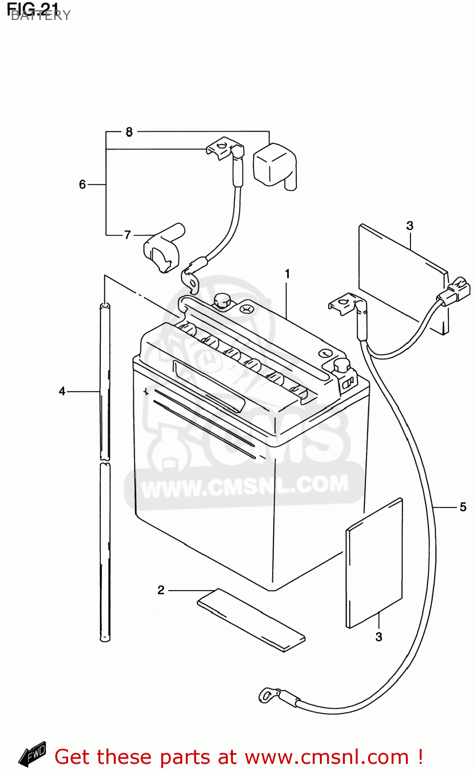 BATTERY GS500E 1998 (W) USA CANADA (E03) (E28)
