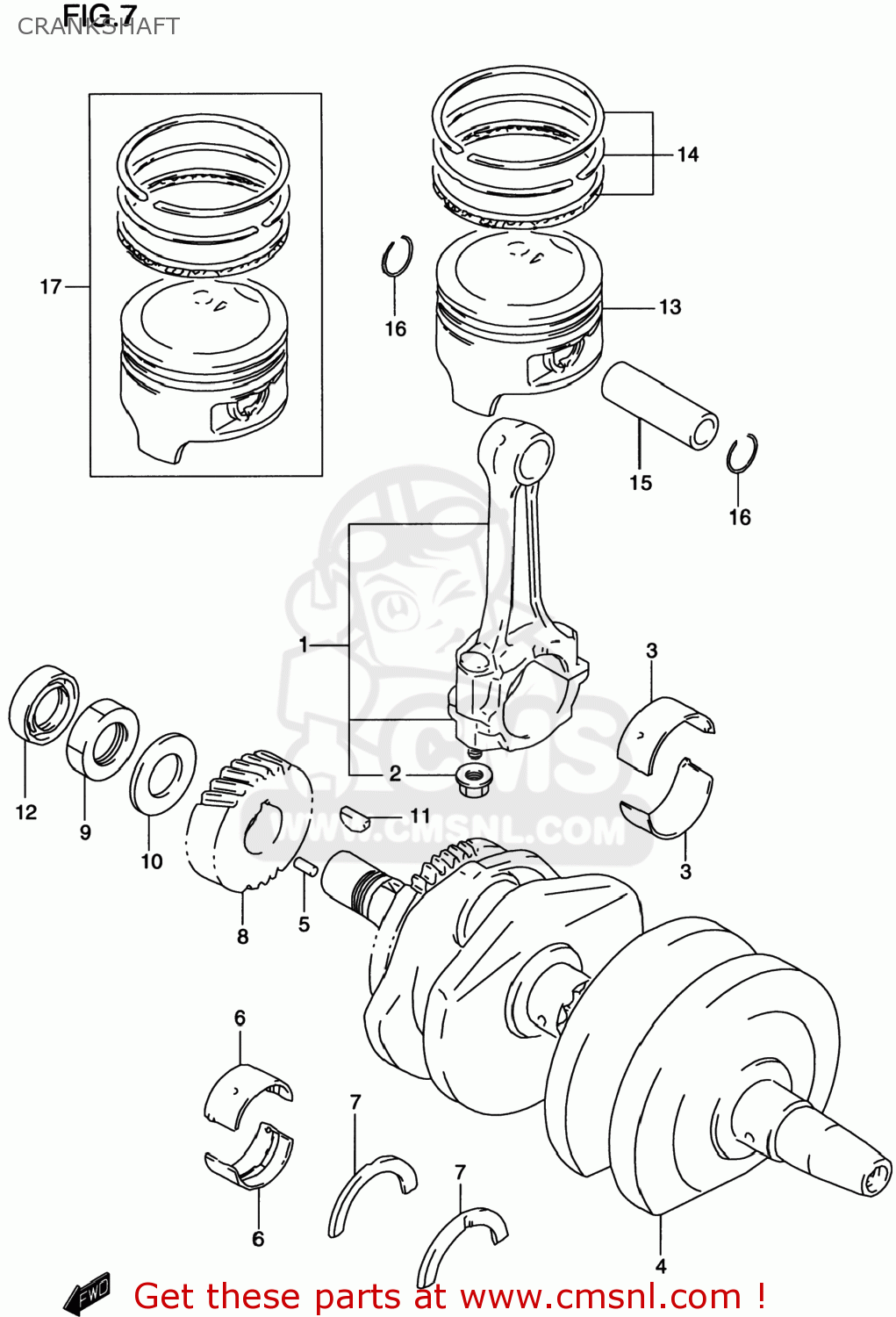 CRANKSHAFT GS500E 1998 (W) USA CANADA (E03) (E28)