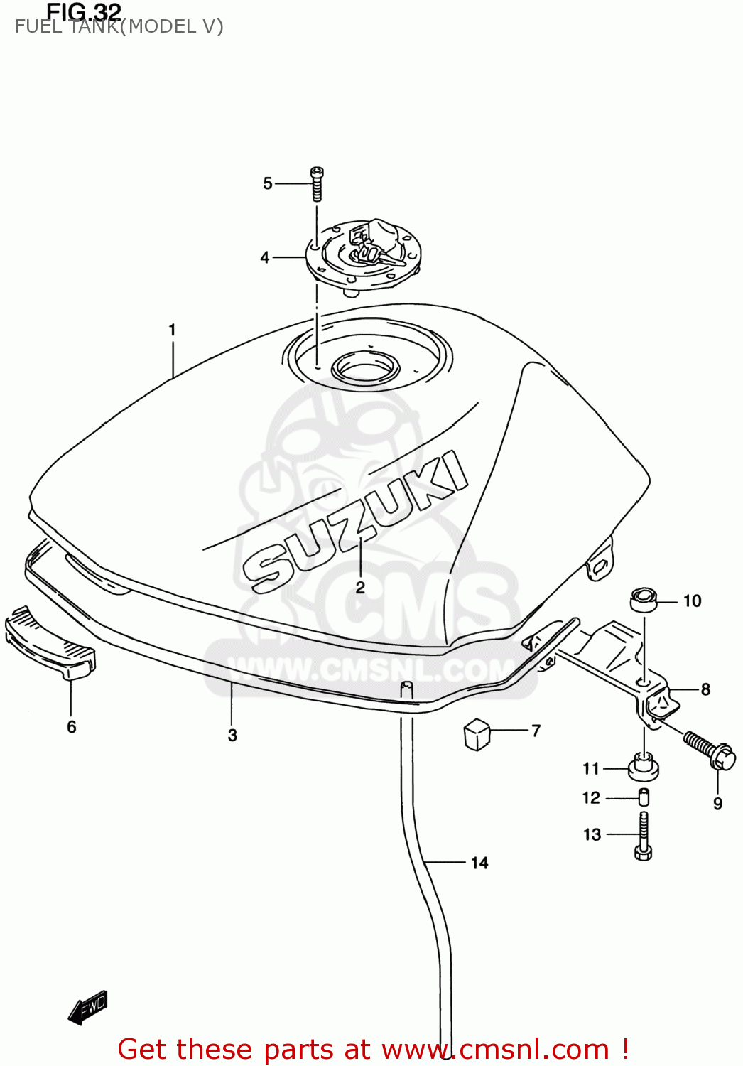 FUEL TANK(MODEL V) GS500E 1998 (W) USA CANADA (E03) (E28)