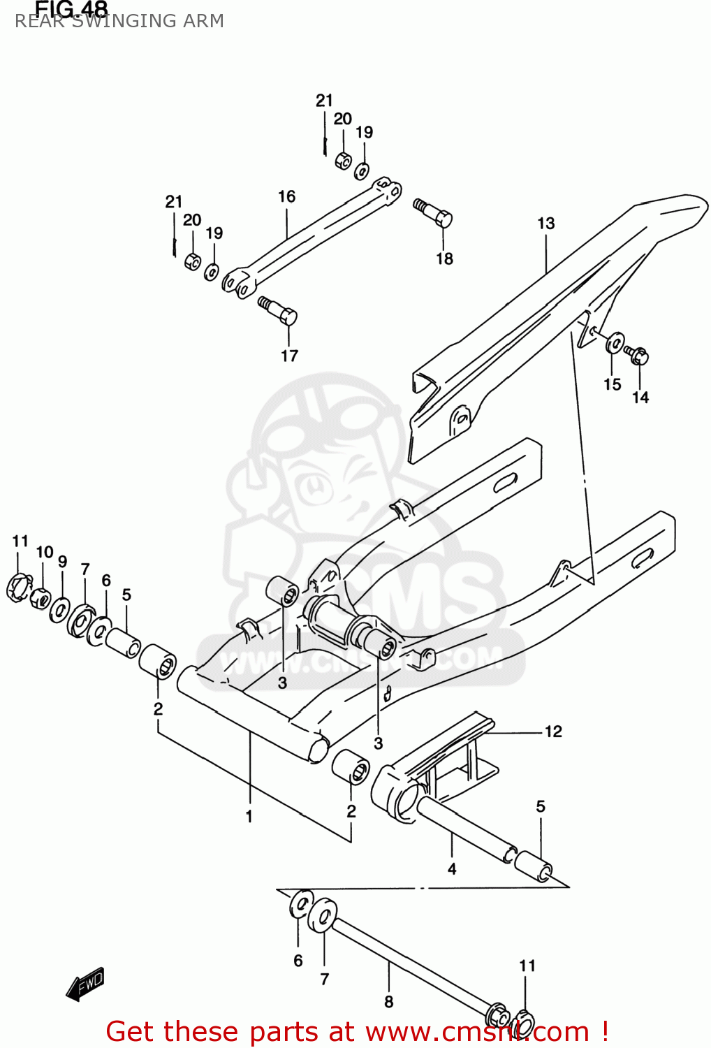 REAR SWINGING ARM GS500E 1998 (W) USA CANADA (E03) (E28)