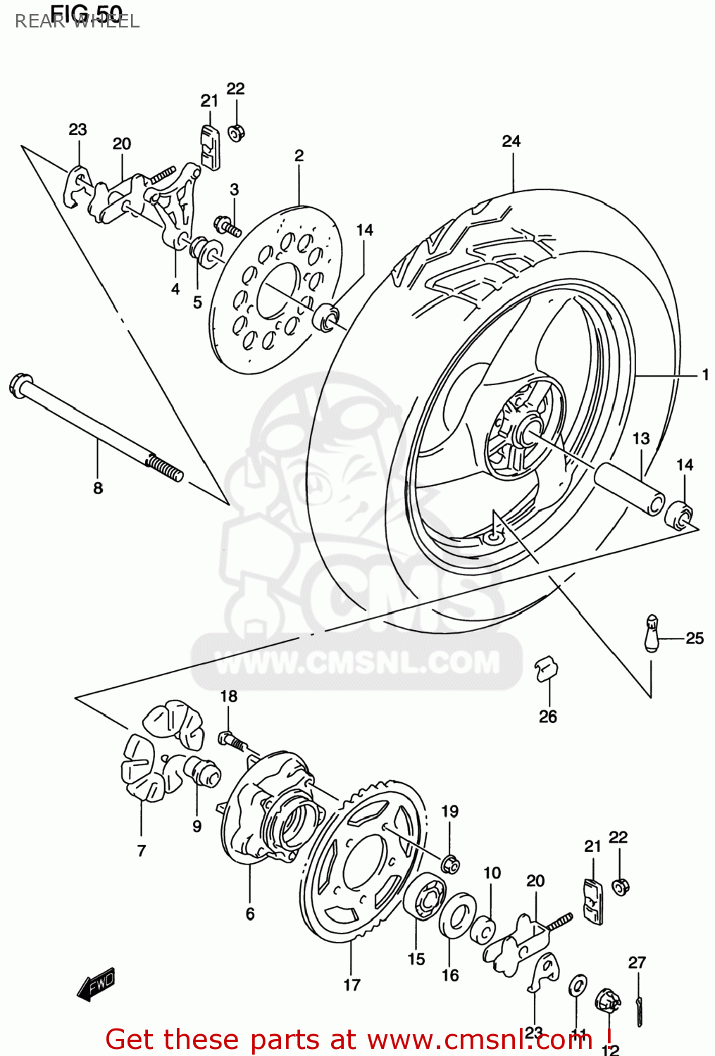 REAR WHEEL GS500E 1998 (W) USA CANADA (E03) (E28)