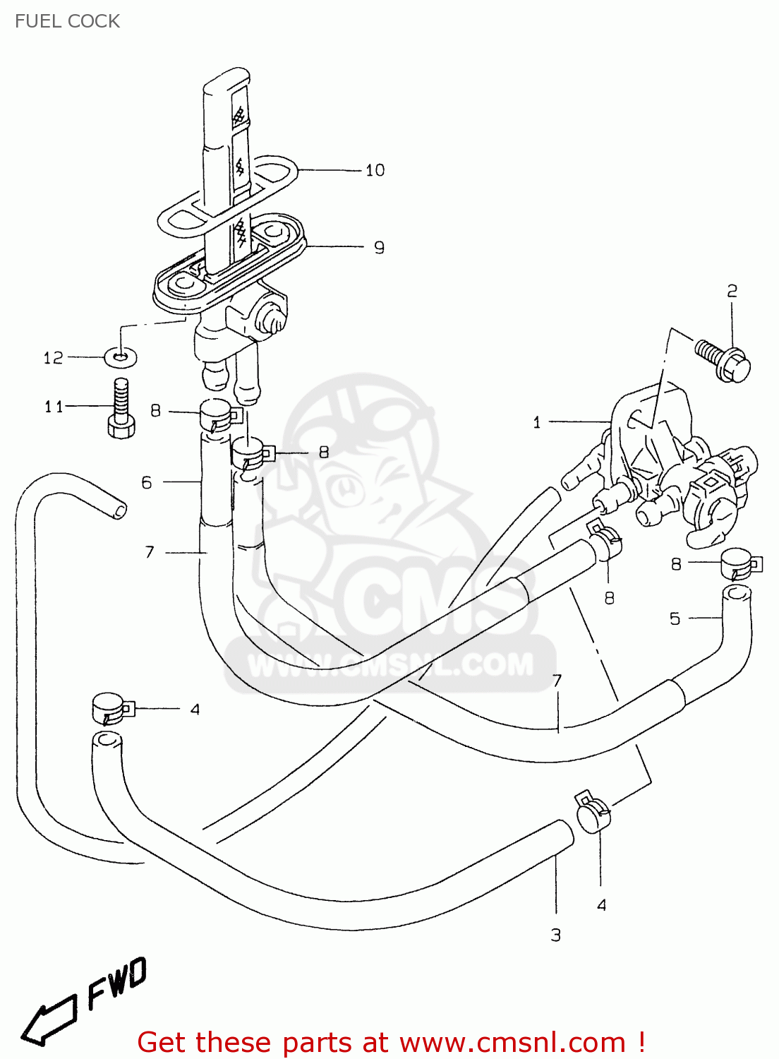 FUEL COCK GS500E 1999 (X) (E02 E04 E22 E24 E25 E34 E37)