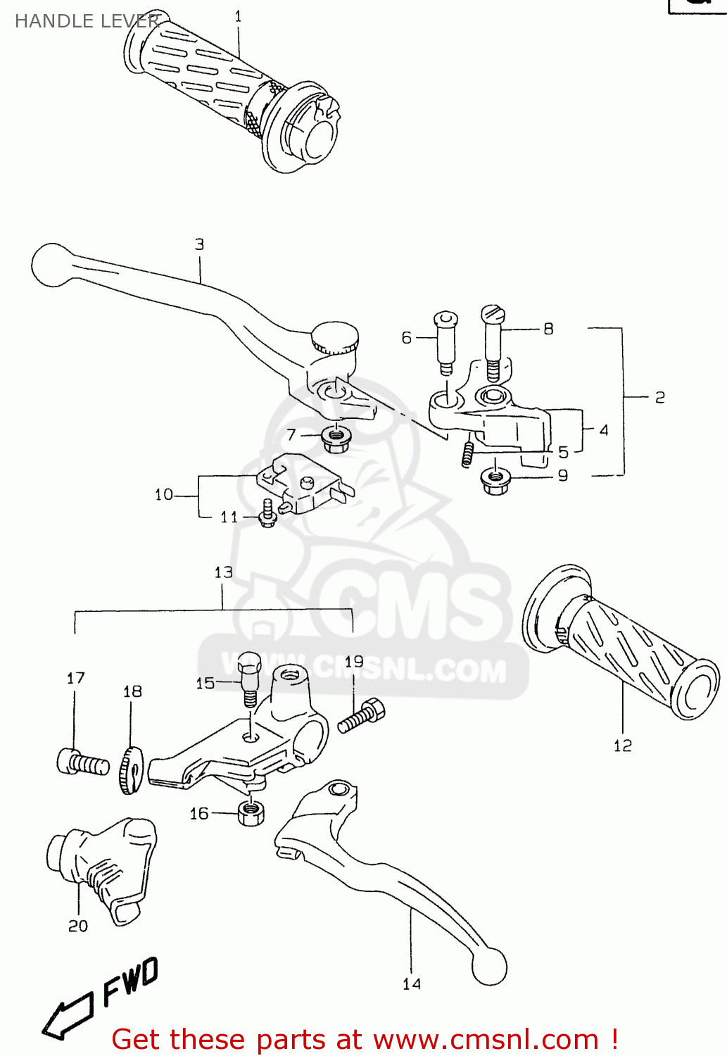 HANDLE LEVER GS500E 1999 (X) (E02 E04 E22 E24 E25 E34 E37)