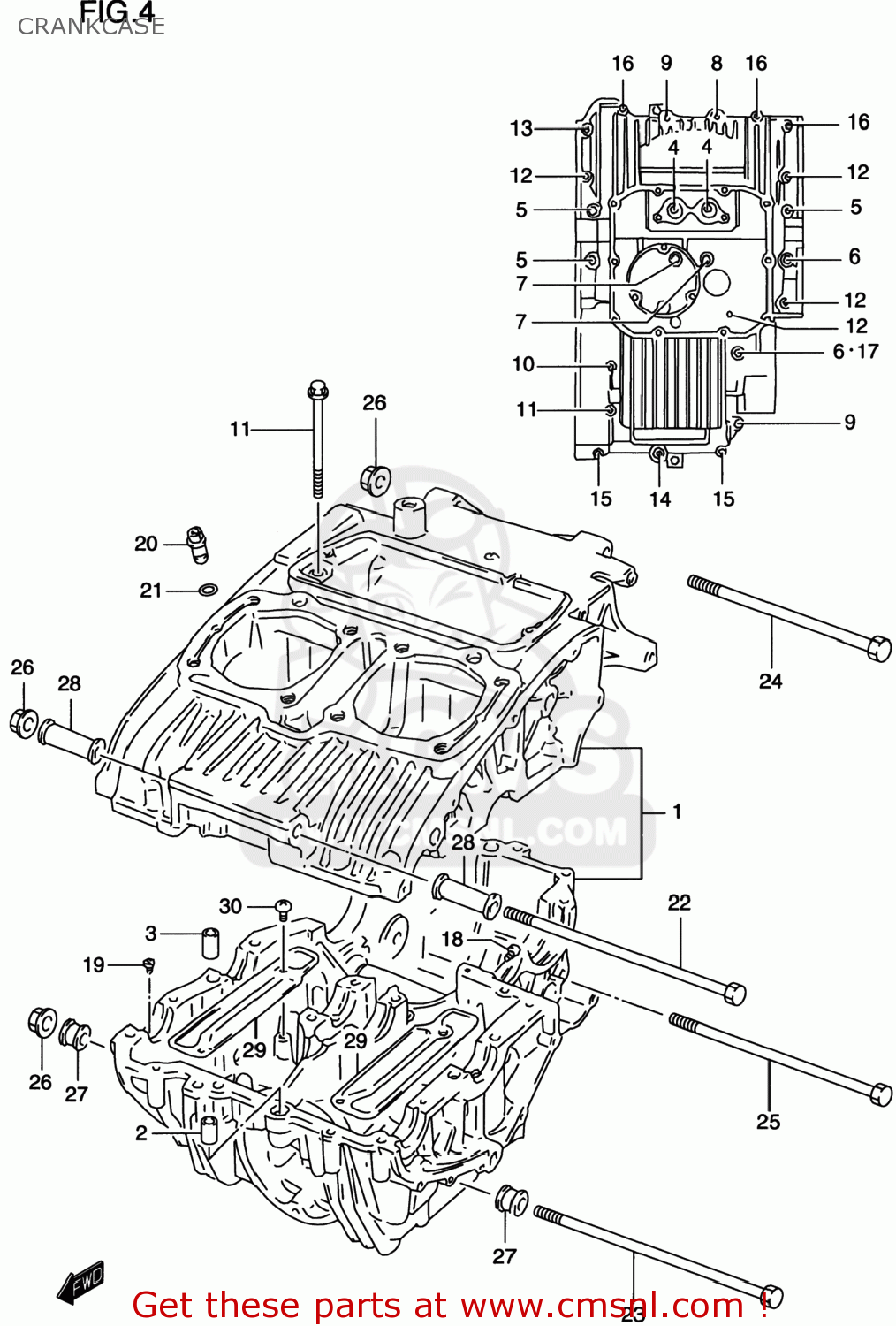CRANKCASE GS500E 1999 (X) USA CANADA (E03) (E28)