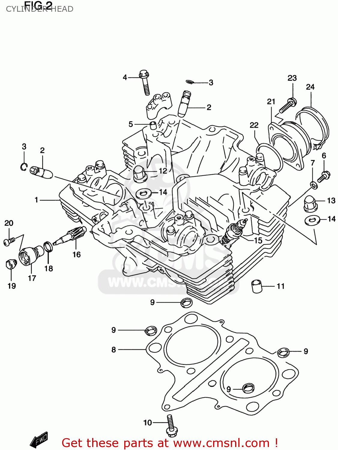 CYLINDER HEAD GS500E 1999 (X) USA CANADA (E03) (E28)