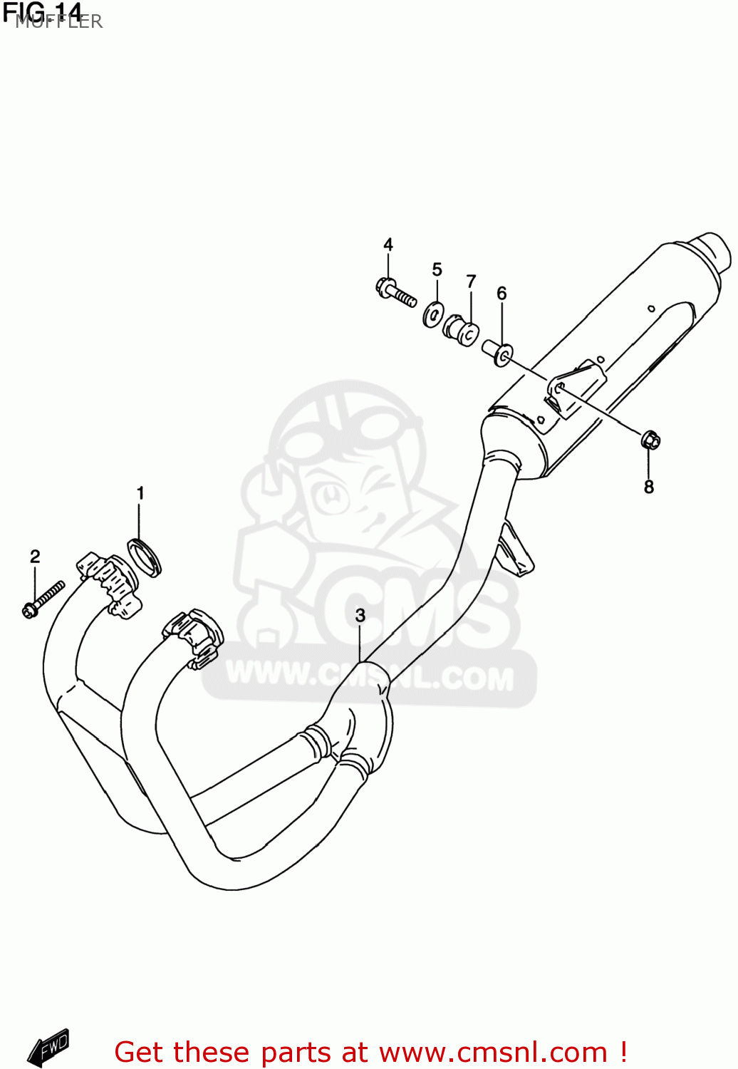 MUFFLER GS500E 1999 (X) USA CANADA (E03) (E28)