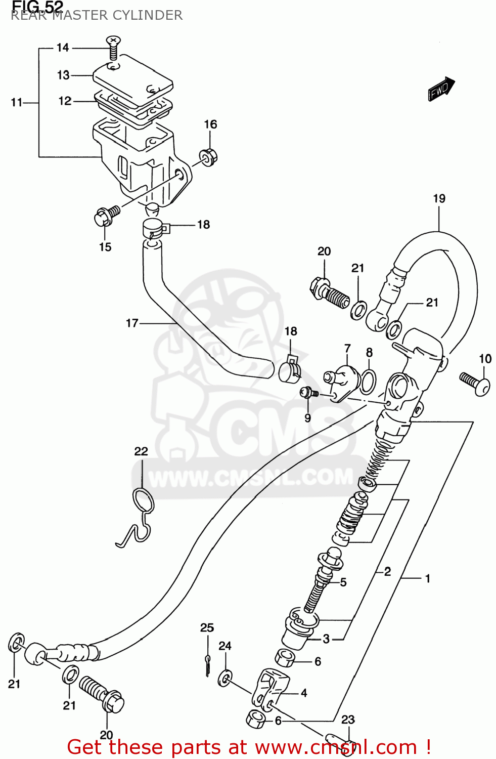REAR MASTER CYLINDER GS500E 1999 (X) USA CANADA (E03) (E28)
