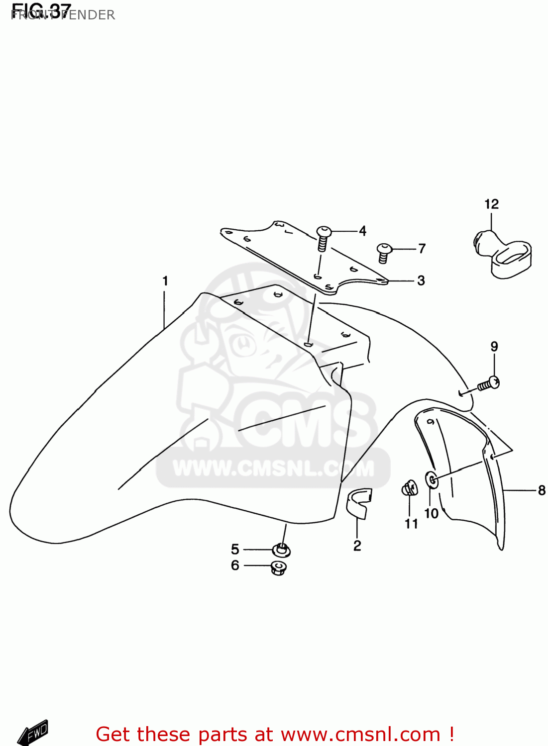 FRONT FENDER GS500E 2000 (Y) USA CANADA (E03) (E28)