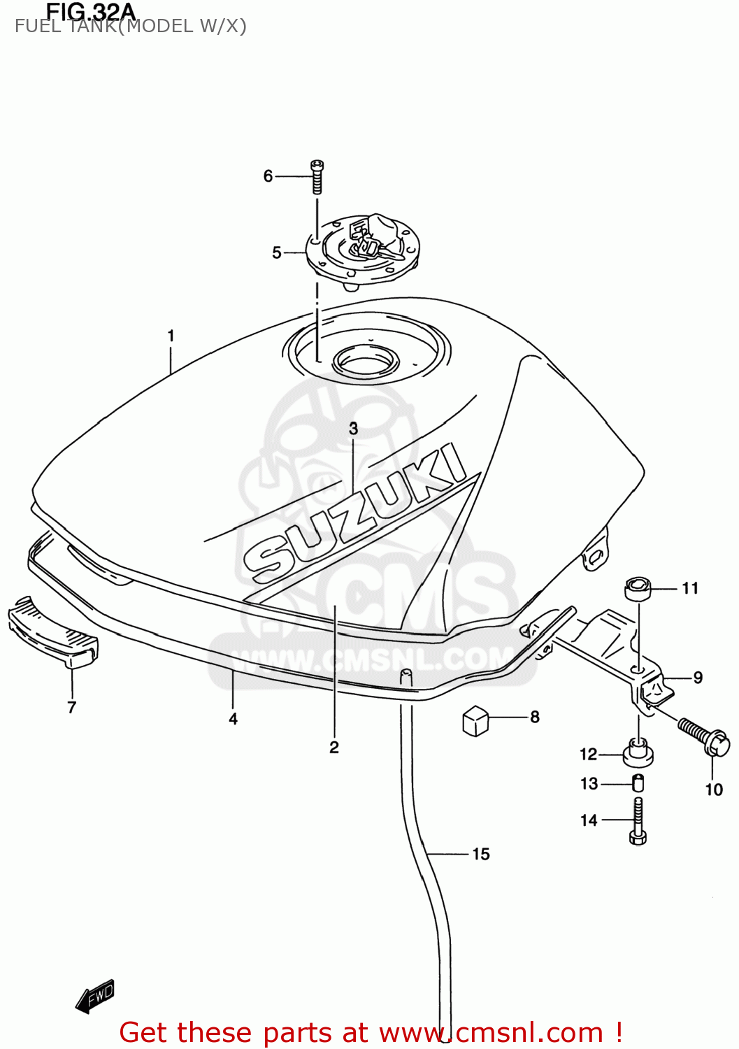 FUEL TANK(MODEL W/X) GS500E 2000 (Y) USA CANADA (E03) (E28)