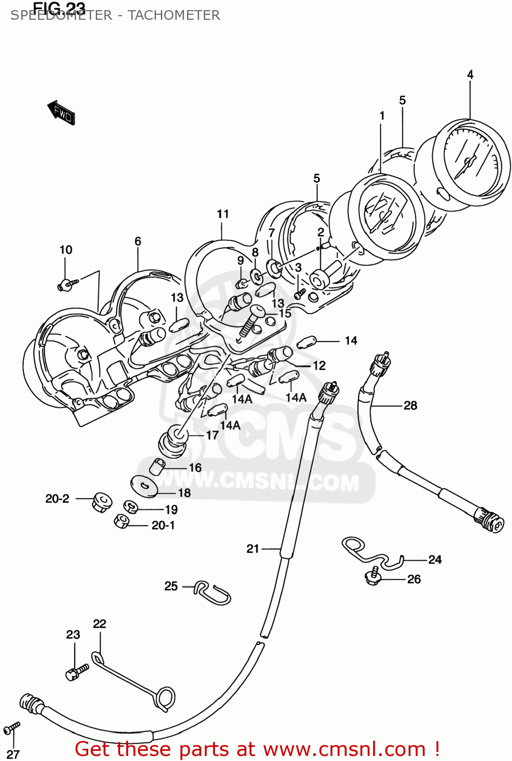 SPEEDOMETER - TACHOMETER GS500E 2000 (Y) USA CANADA (E03) (E28)