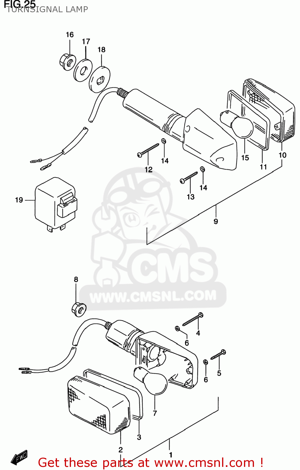 TURNSIGNAL LAMP GS500E 2000 (Y) USA CANADA (E03) (E28)