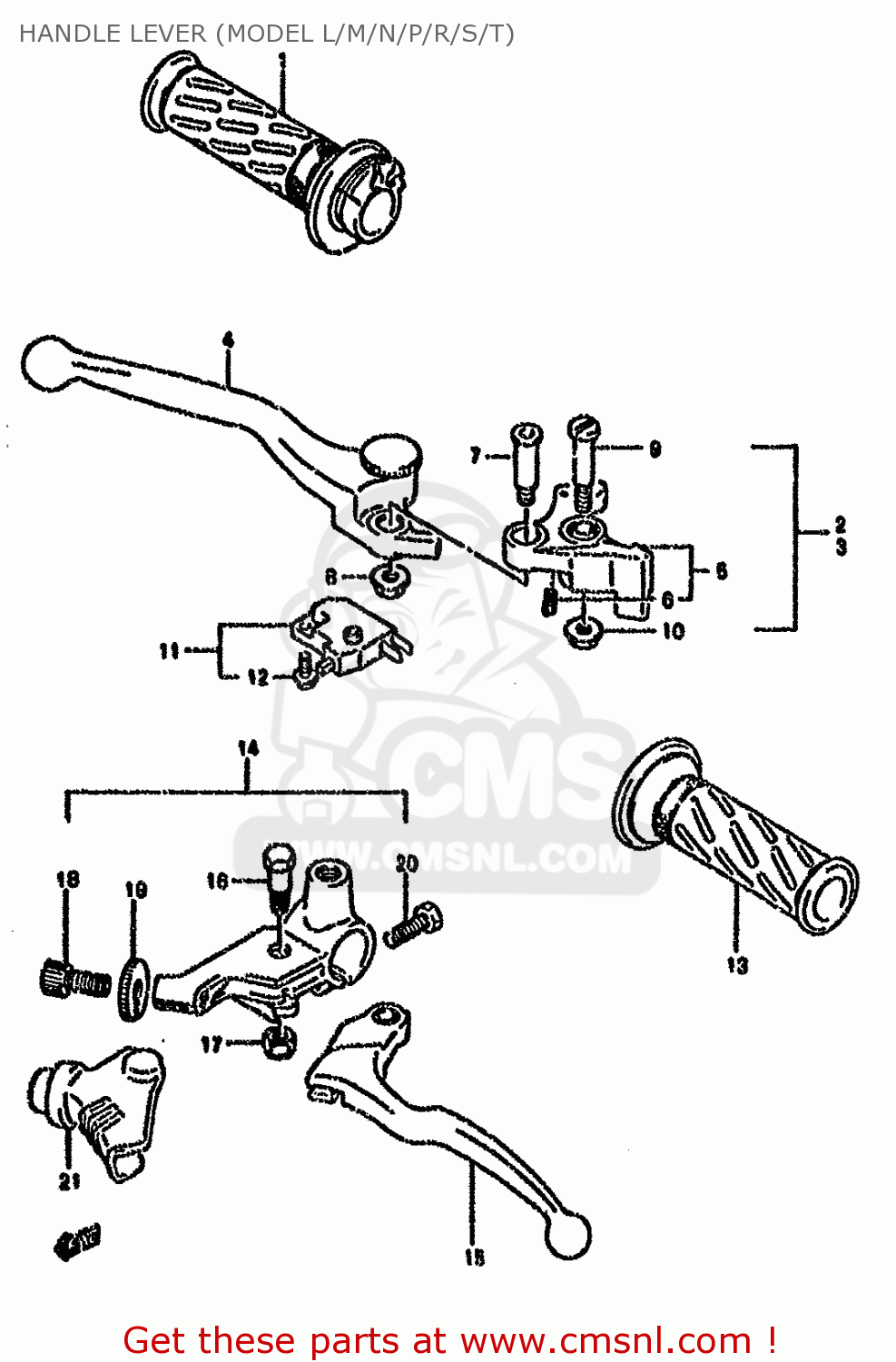HANDLE LEVER (MODEL L/M/N/P/R/S/T) GS500EU 1989 (K) GERMANY (E22)