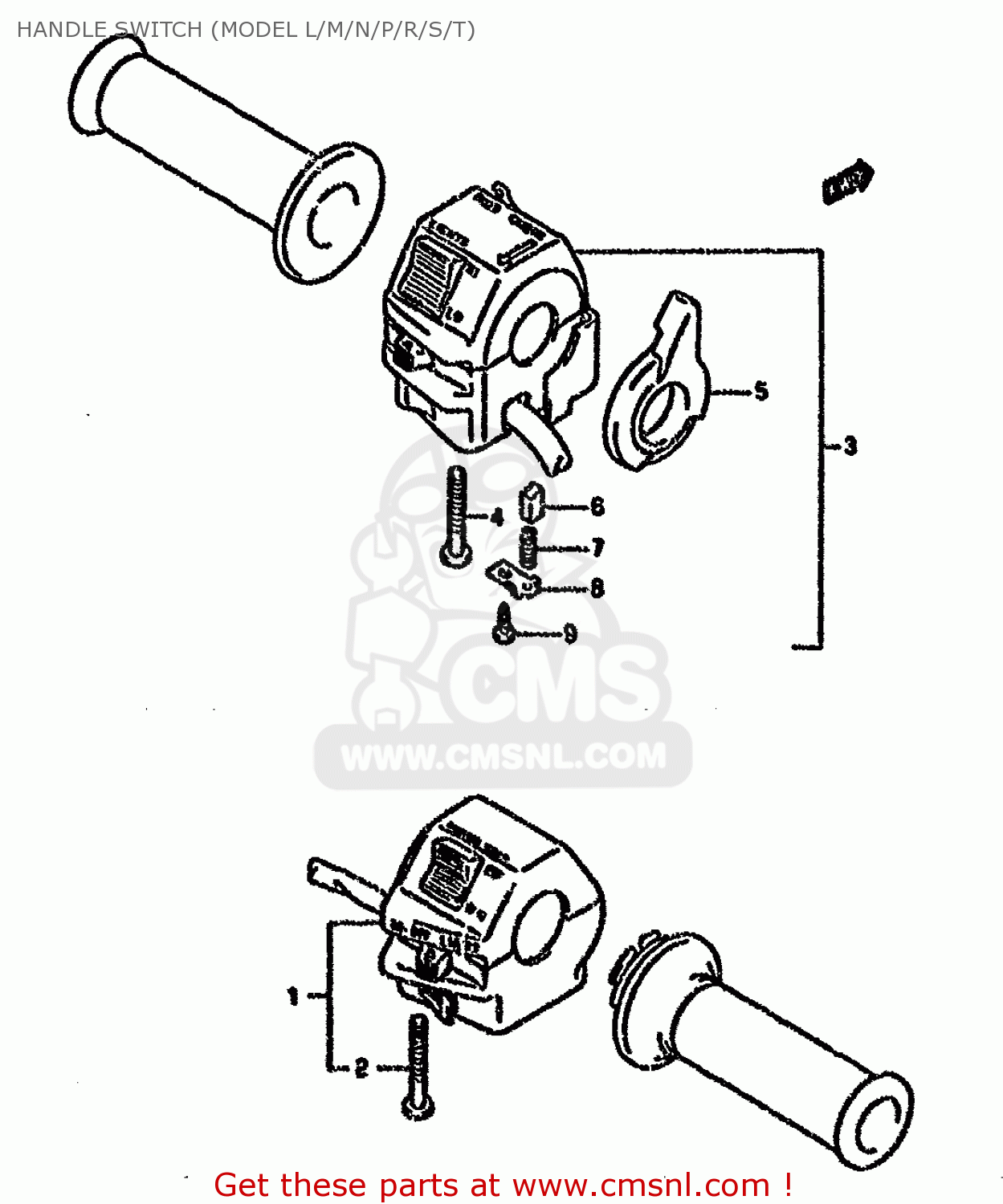 HANDLE SWITCH (MODEL L/M/N/P/R/S/T) GS500EU 1992 (N) GERMANY AUSTRALIA (E22 E24)
