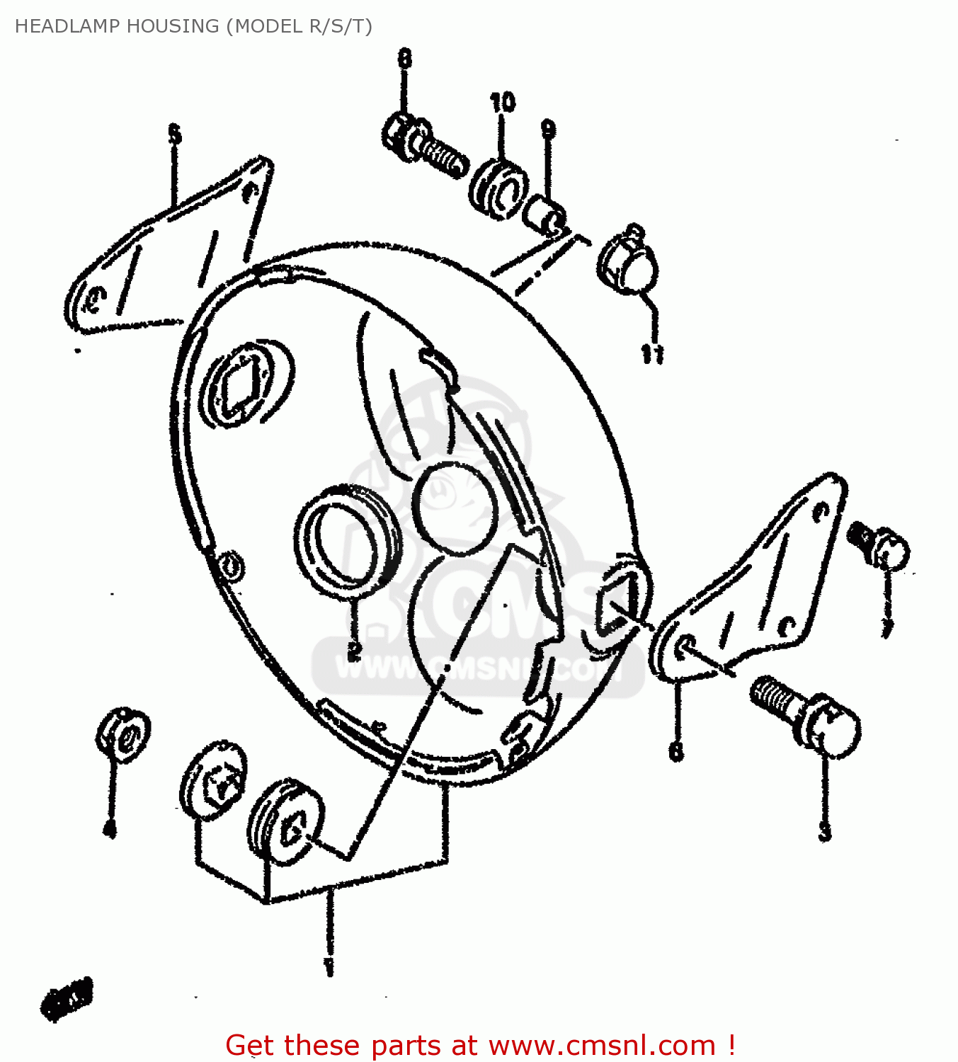 HEADLAMP HOUSING (MODEL R/S/T) GS500EU 1993 (P) GERMANY AUSTRALIA (E22 E24)