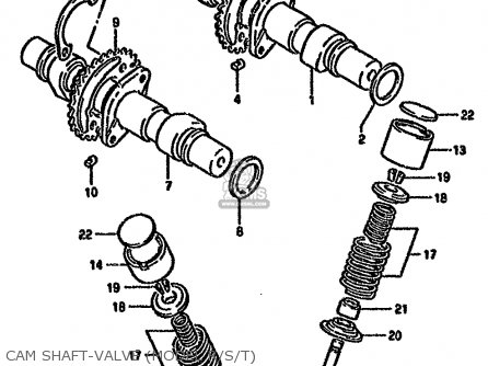 CAM SHAFT-VALVE (MODEL R/S/T) - GS500EU 1993 (P) GERMANY AUSTRALIA (E22 E24)