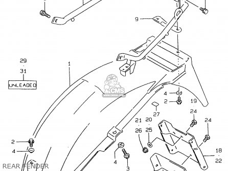 REAR FENDER - GS500EU 1998 (W) (E04 E22 E39)