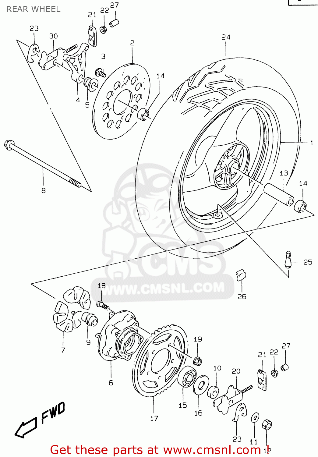 REAR WHEEL GS500EU 1999 (X) (E04 E22 E39)