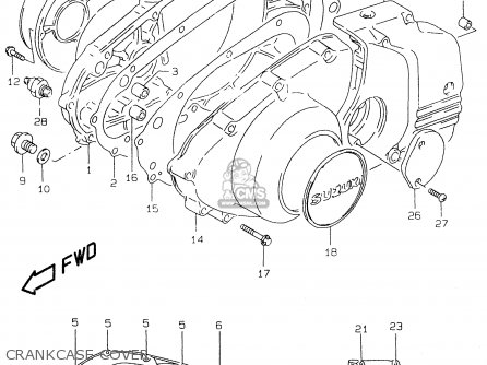 CRANKCASE COVER - GS500EU 1999 (X) (E04 E22 E39)