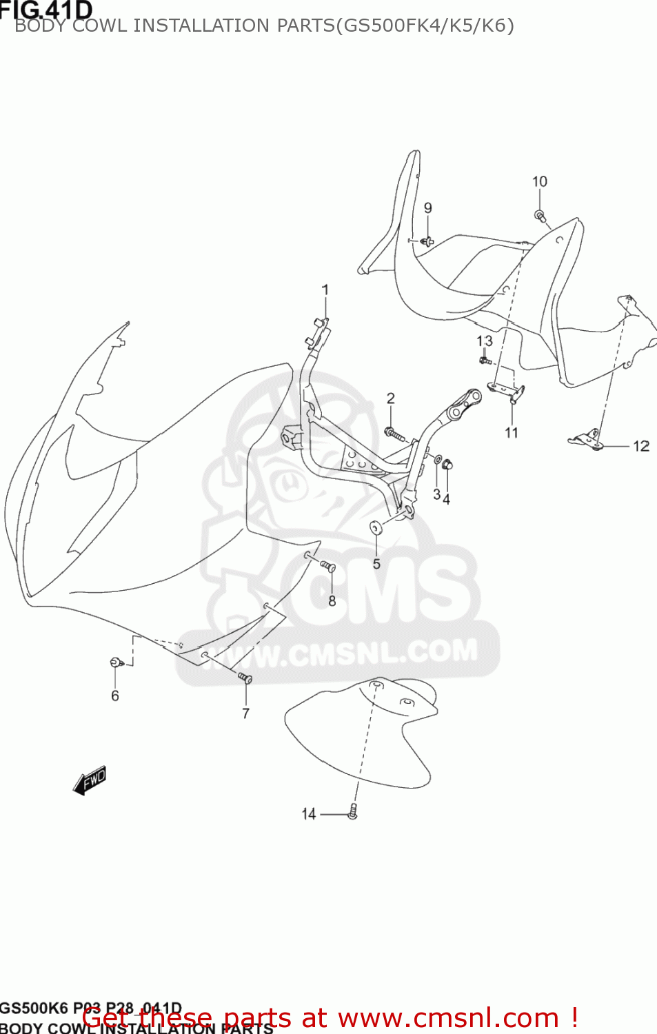 BODY COWL INSTALLATION PARTS(GS500FK4/K5/K6) GS500F 2004 (K4) USA (E03)
