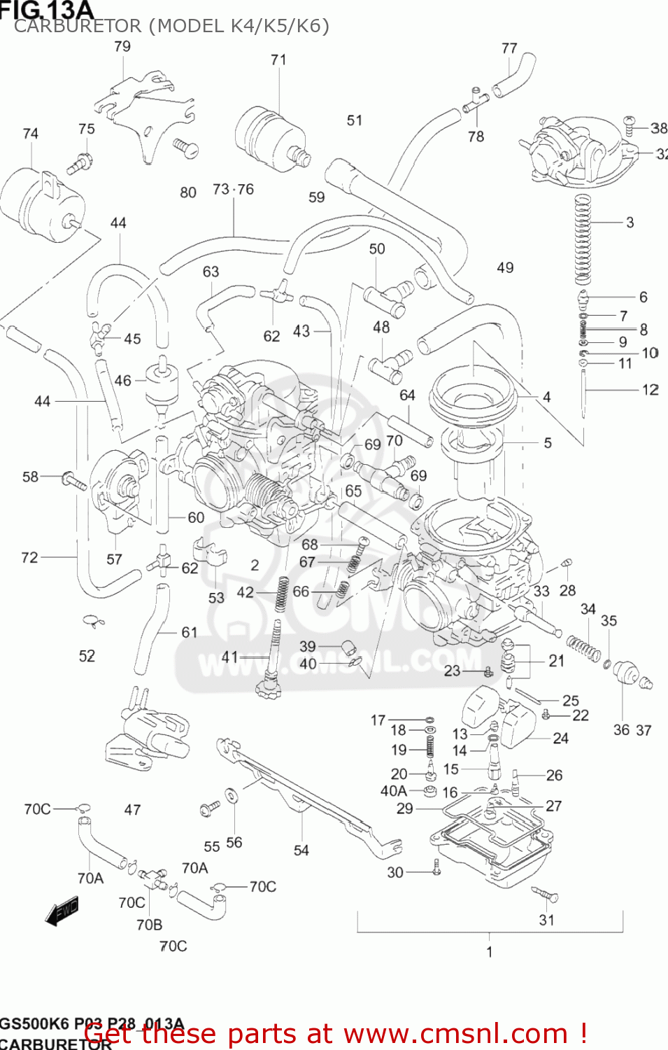 CARBURETOR (MODEL K4/K5/K6) GS500F 2004 (K4) USA (E03)