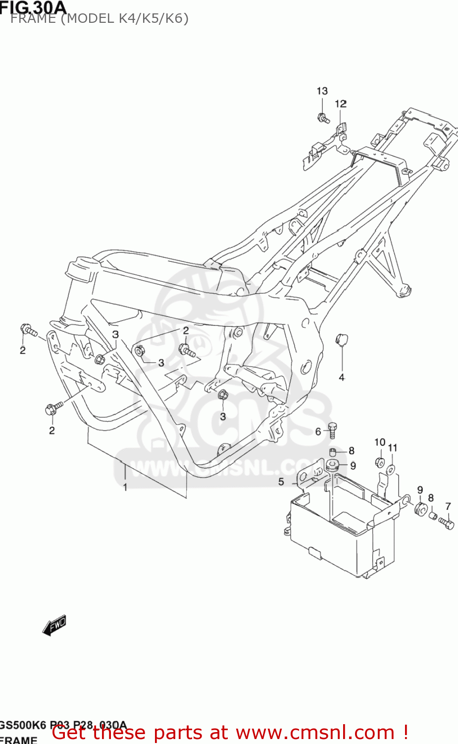FRAME (MODEL K4/K5/K6) GS500F 2004 (K4) USA (E03)