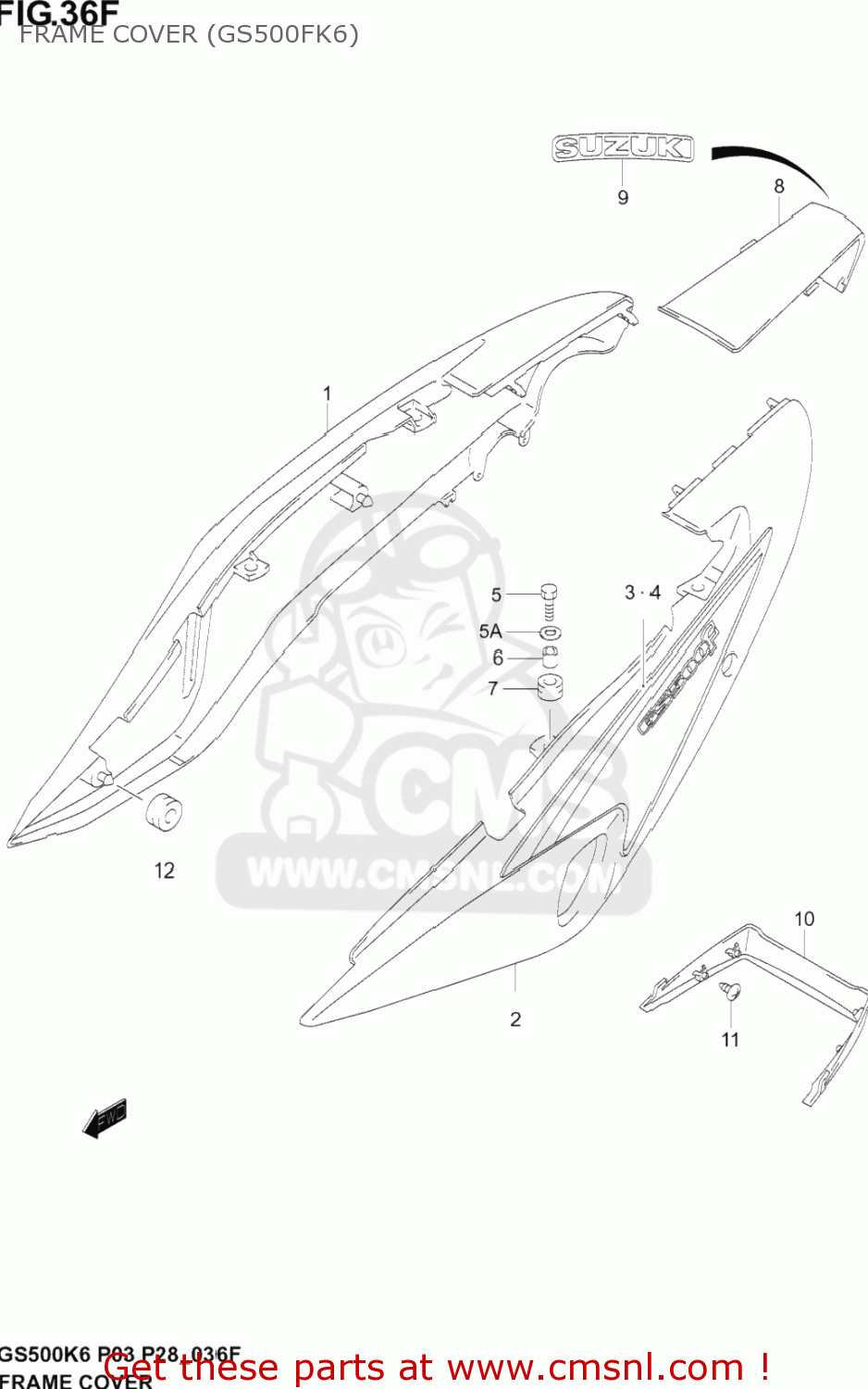 FRAME COVER (GS500FK6) GS500F 2004 (K4) USA (E03)