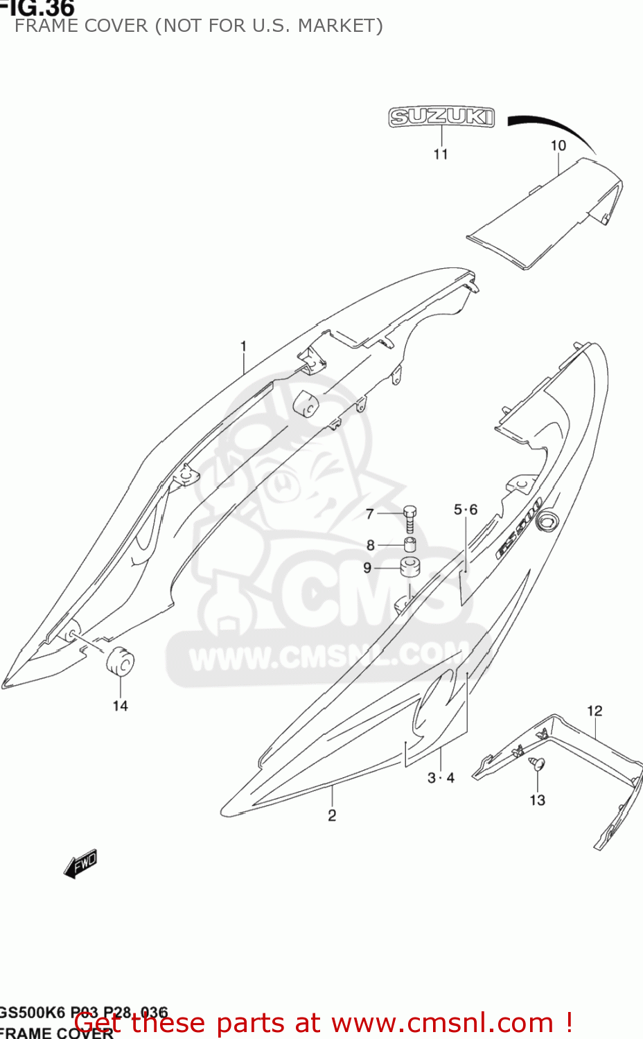 FRAME COVER (NOT FOR U.S. MARKET) GS500F 2004 (K4) USA (E03)