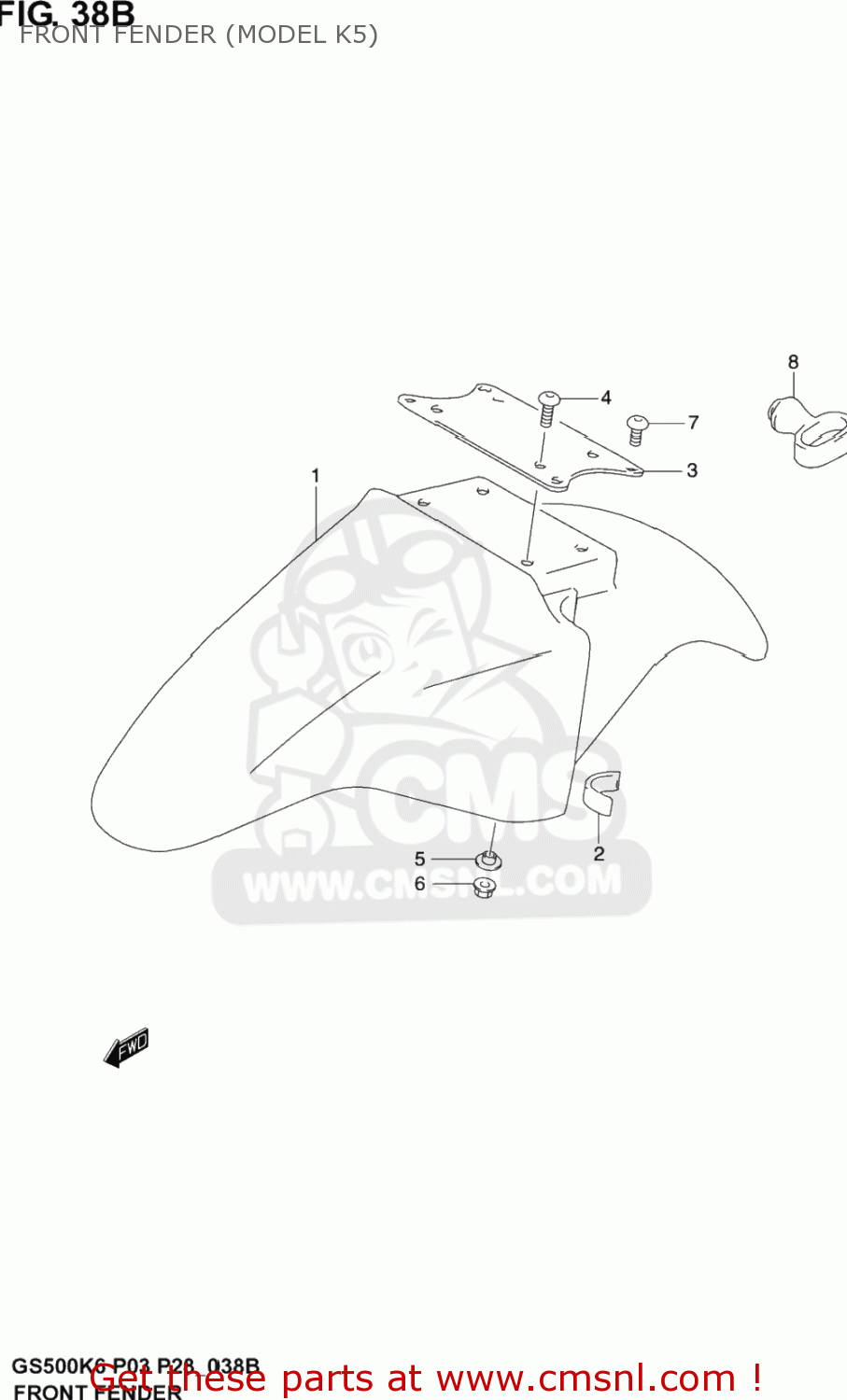 FRONT FENDER (MODEL K5) GS500F 2004 (K4) USA (E03)