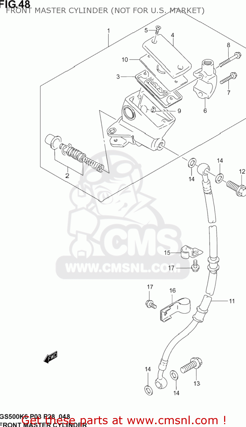 FRONT MASTER CYLINDER (NOT FOR U.S. MARKET) GS500F 2004 (K4) USA (E03)