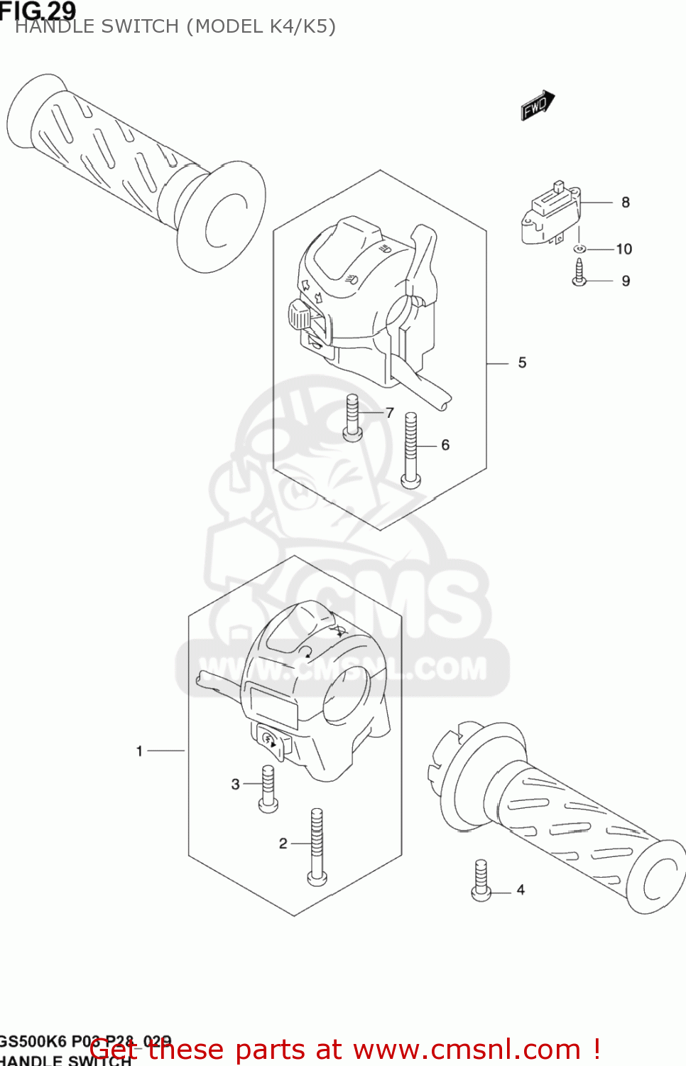 HANDLE SWITCH (MODEL K4/K5) GS500F 2004 (K4) USA (E03)