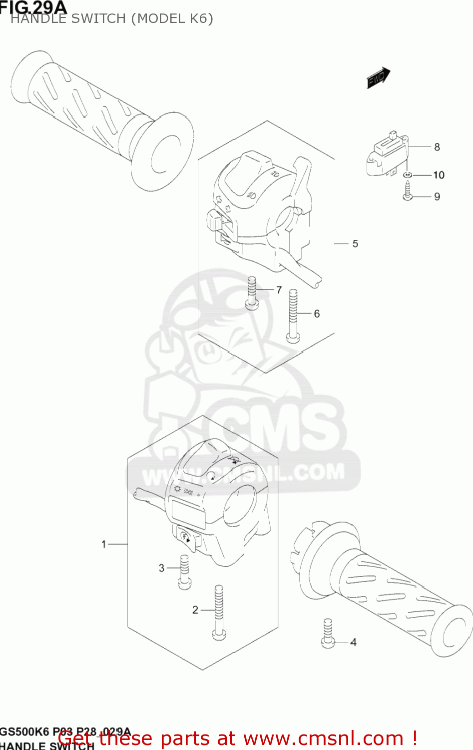 HANDLE SWITCH (MODEL K6) GS500F 2004 (K4) USA (E03)