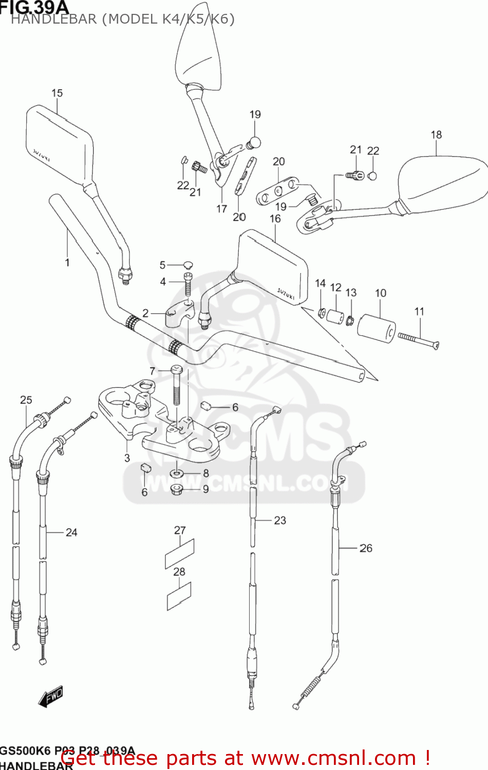 HANDLEBAR (MODEL K4/K5/K6) GS500F 2004 (K4) USA (E03)