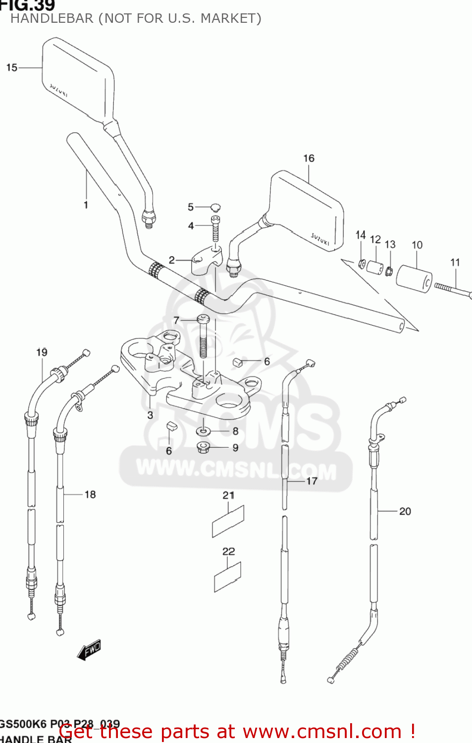HANDLEBAR (NOT FOR U.S. MARKET) GS500F 2004 (K4) USA (E03)