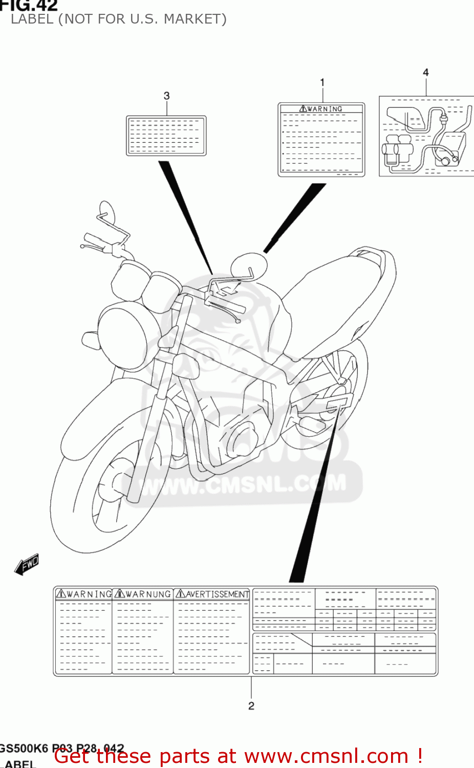 LABEL (NOT FOR U.S. MARKET) GS500F 2004 (K4) USA (E03)