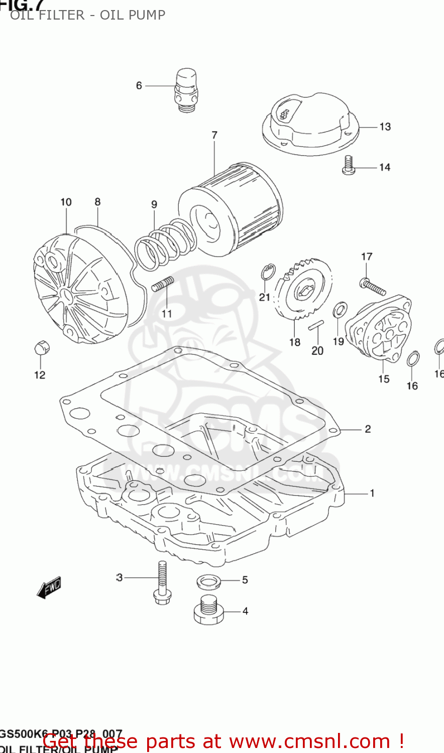 OIL FILTER - OIL PUMP GS500F 2004 (K4) USA (E03)