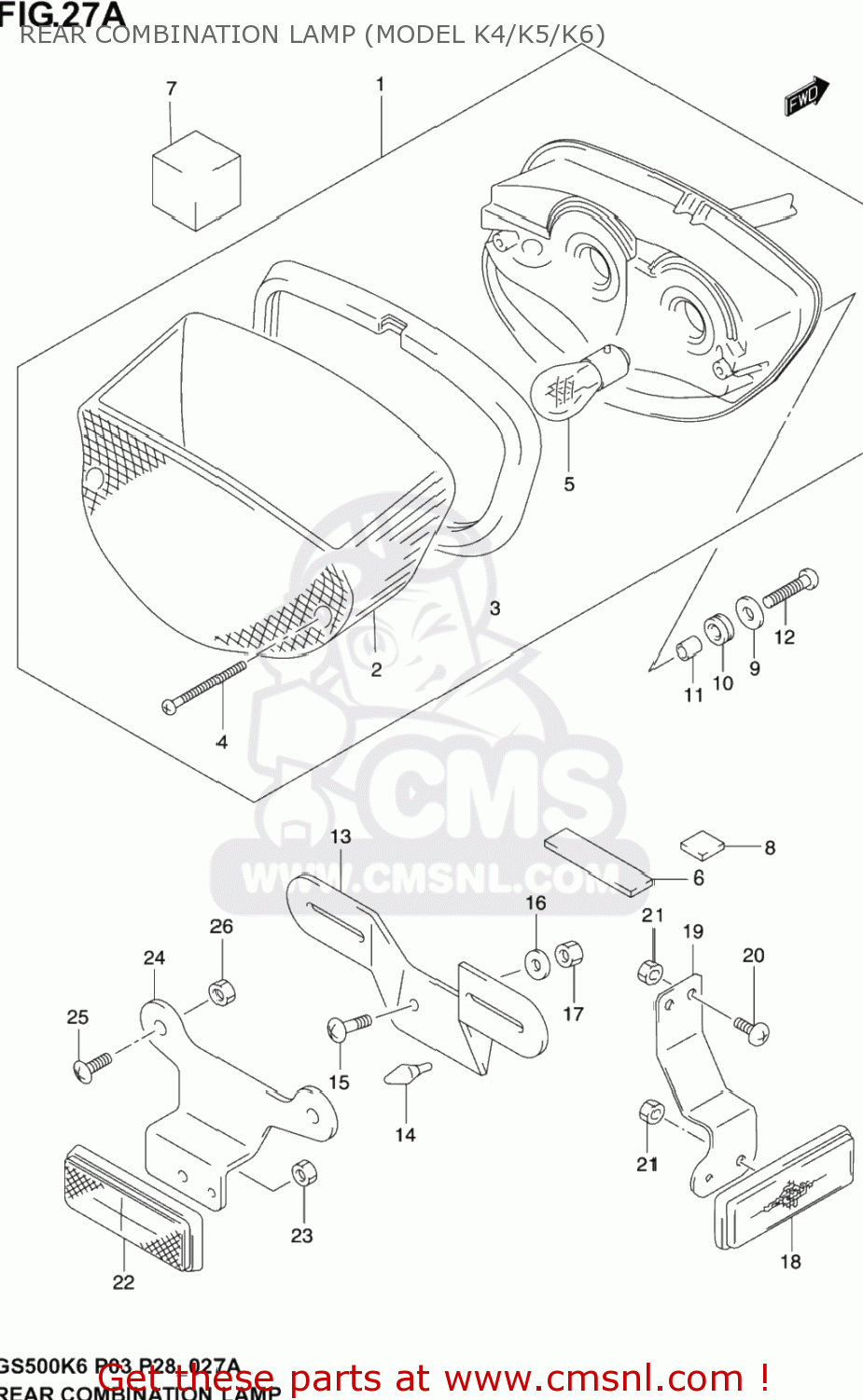 REAR COMBINATION LAMP (MODEL K4/K5/K6) GS500F 2004 (K4) USA (E03)