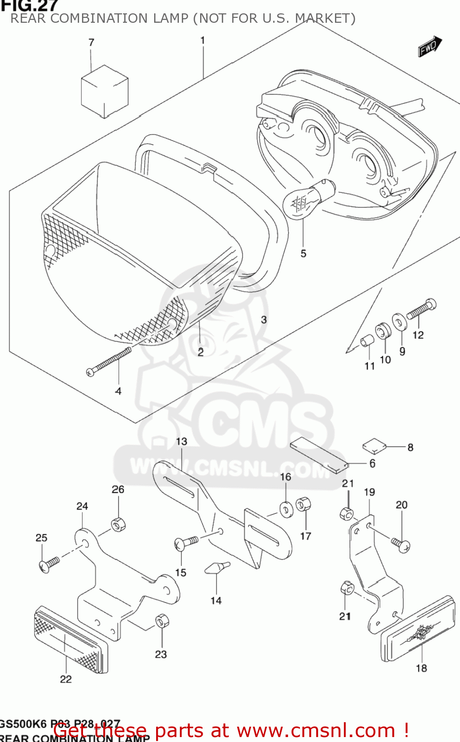 REAR COMBINATION LAMP (NOT FOR U.S. MARKET) GS500F 2004 (K4) USA (E03)