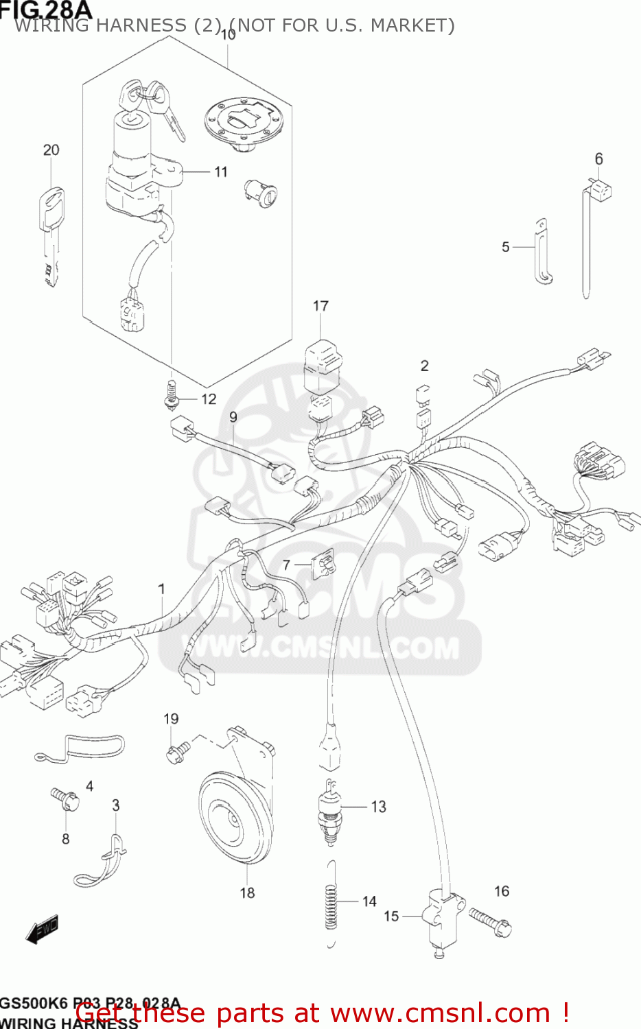 WIRING HARNESS (2) (NOT FOR U.S. MARKET) GS500F 2004 (K4) USA (E03)