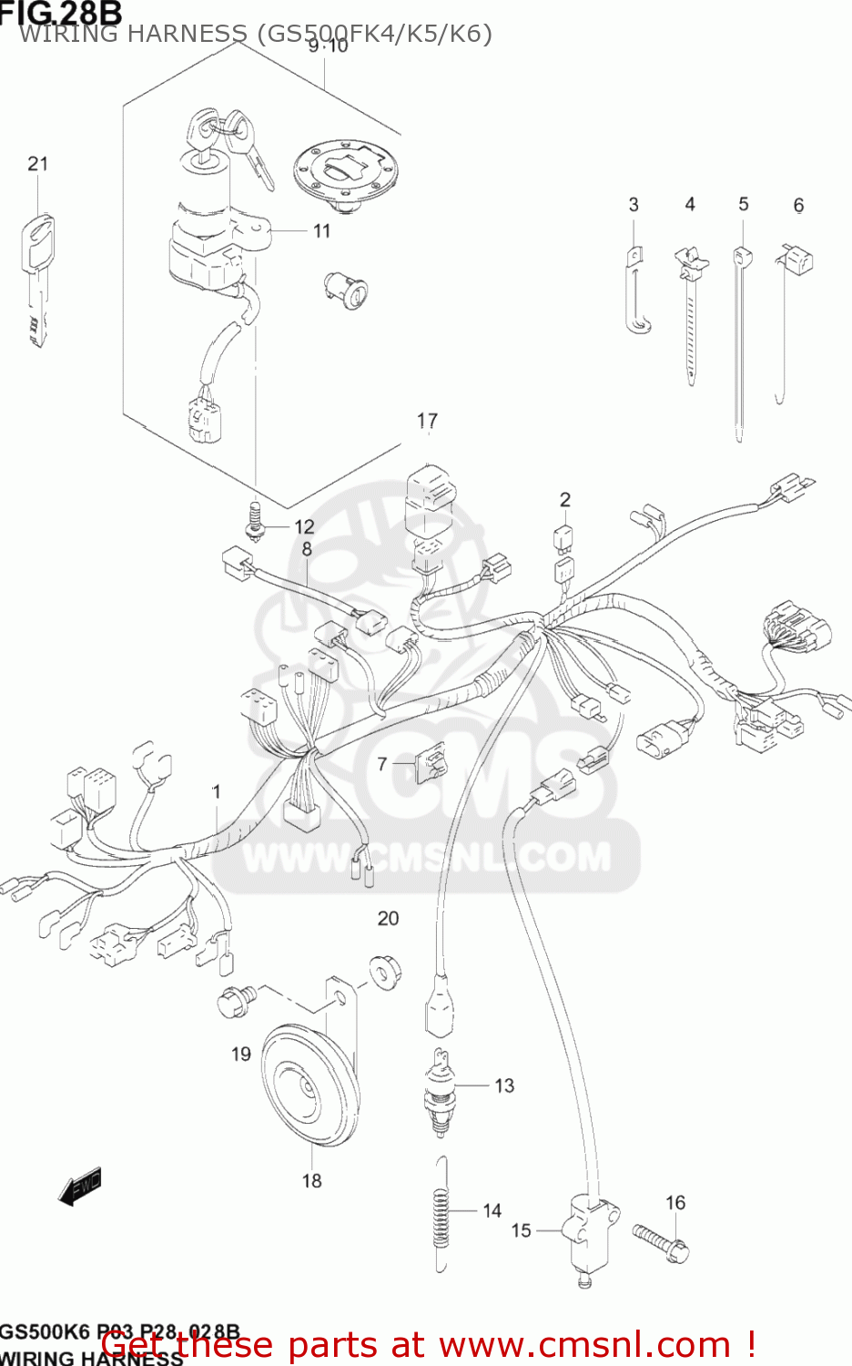 WIRING HARNESS (GS500FK4/K5/K6) GS500F 2004 (K4) USA (E03)