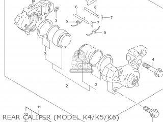 REAR CALIPER (MODEL K4/K5/K6) - GS500F 2004 (K4) USA (E03)