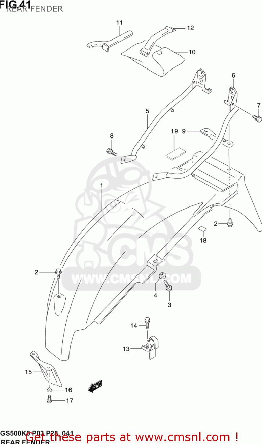 Suzuki GS500F 2005 (K5) USA (E03) REAR FENDER - buy original REAR ...