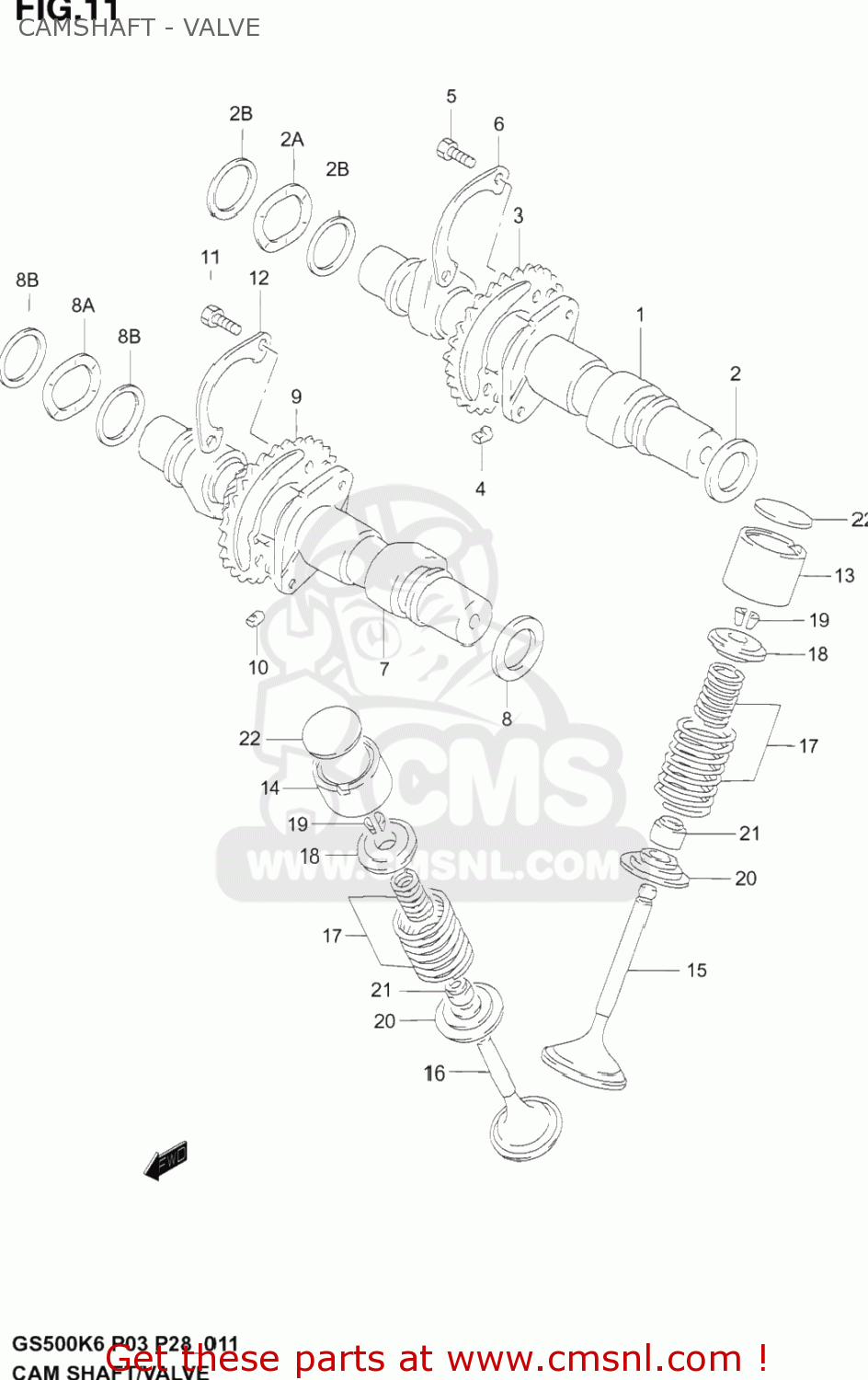 CAMSHAFT - VALVE GS500F 2005 (K5) USA (E03)