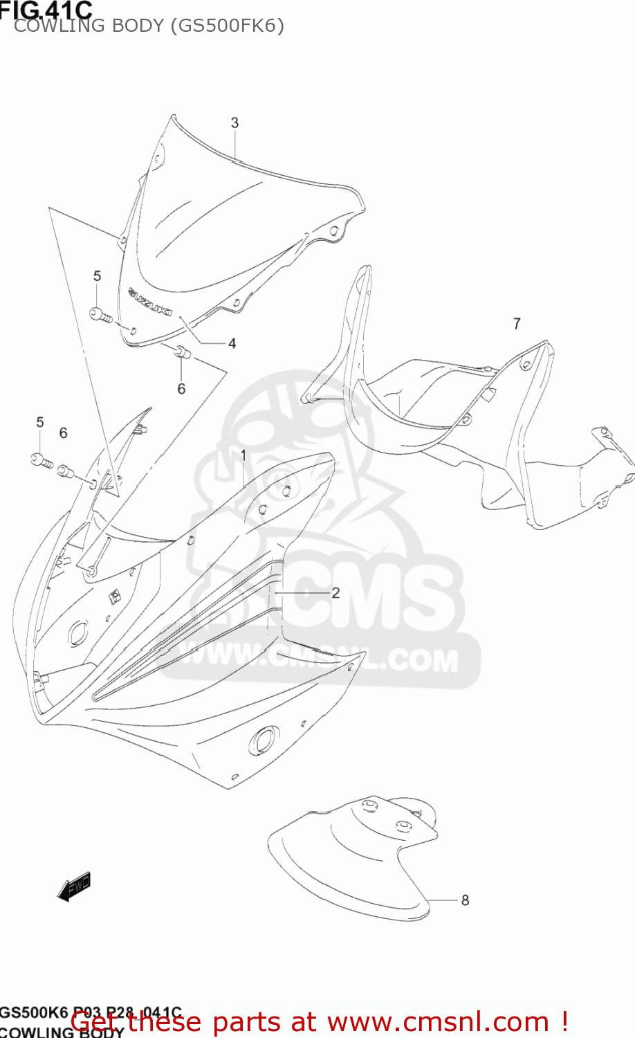 COWLING BODY (GS500FK6) GS500F 2005 (K5) USA (E03)