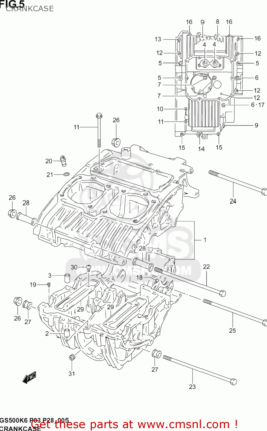 CRANKCASE GS500F 2005 (K5) USA (E03)