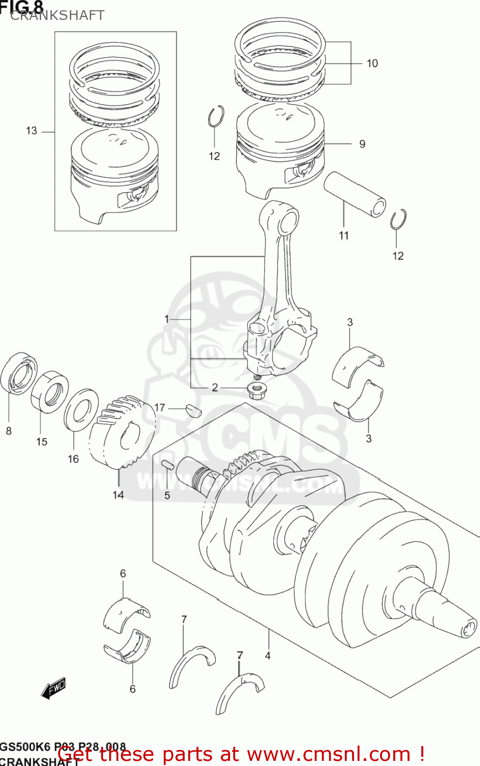 CRANKSHAFT GS500F 2005 (K5) USA (E03)