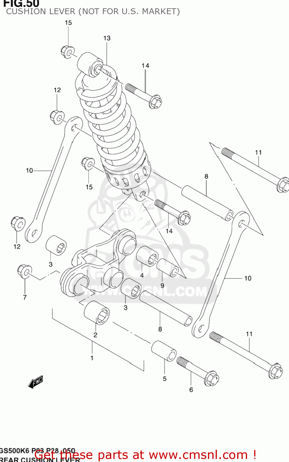 CUSHION LEVER (NOT FOR U.S. MARKET) GS500F 2005 (K5) USA (E03)
